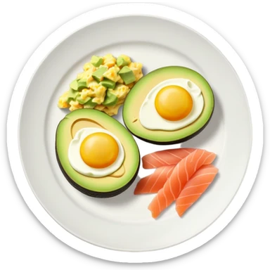 sliced avocado, scrambled-eggs and smoked salmon sticker