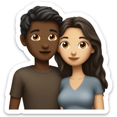 Brunette girl and boy kissing sticker