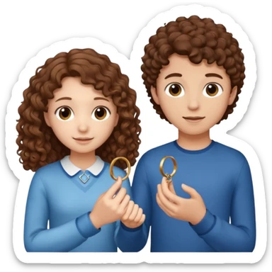 a 15 year old girl with brown curly hair but she has lightnings in it with a brown haired boy who gave her a promise ring sticker