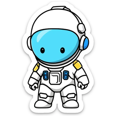 cartoon sticker of a little astroneer in a white suit and helmet, crying hard with big tears sticker