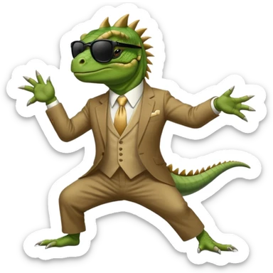 capitalist iguana banker godfather with black sunglasses breakdance sticker