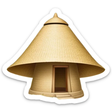 Cinematic Realistic image of an iconic conical hat (Nón Lá), rendered with detailed textures and subtle natural hues, set against a serene rural Vietnamese landscape with gentle, diffused lighting sticker