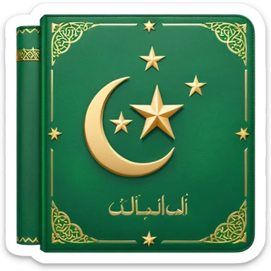 Closed Quran with the Islamic Symbol on it (moon and star) green sticker