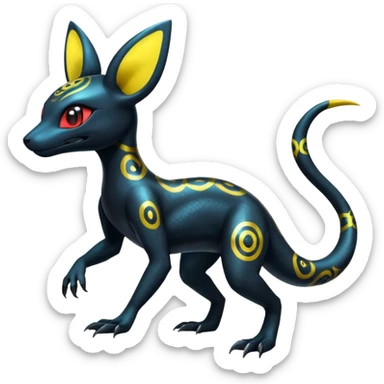 Shiny Cool Futuristic Salandit-Umbreon-Fakémon-hybrid-creature (full body)  sticker