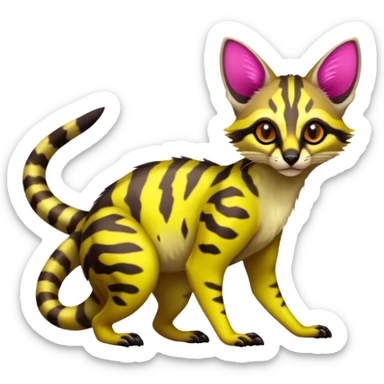  Exotic randomly colored colorful cute neon-colored Fakémon-Fionbri-Vernid-Genet-creature with markings (full body) sticker