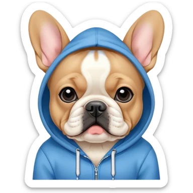Tan French bulldog wearing a hoodie  sticker