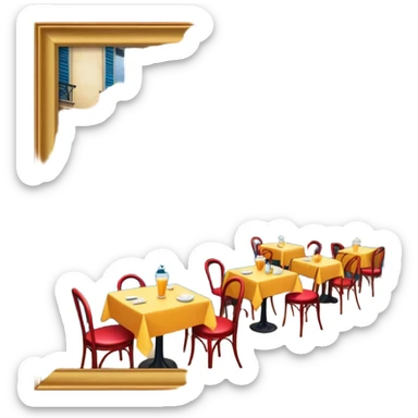 Cinematic Realistic Caf√© Culture Pop Culture Emoji, showcasing a vibrant French caf√© scene rendered with rich textures and warm, inviting lighting. sticker