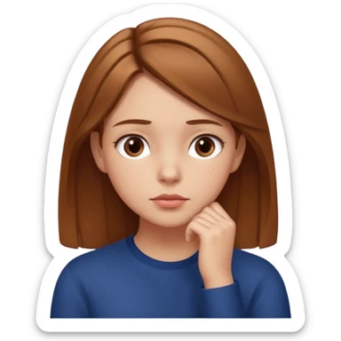 Cewe Overthinker rambut krem tangannya di dagu lagi mikir sticker