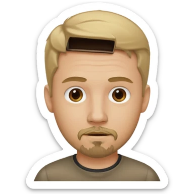 Dirty blonde guy with a small goatee sticker