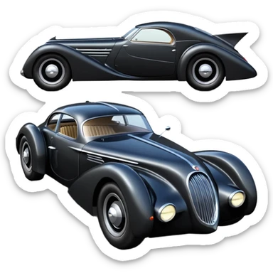  the animated series aerodynamic opulent dark knight futuristic concept Batmobile loosely based on 1936 cord 812 jaguar(flat long straight faceted mechanical body) finned stealthy street hot rod  sticker