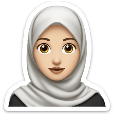 White girl with light brown eyes wearing a black hijab with silver earings sticker