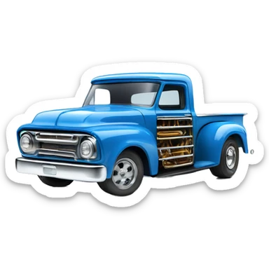 Hot rod, panel truck, 1964 with exposed chrome pipes, blue  sticker