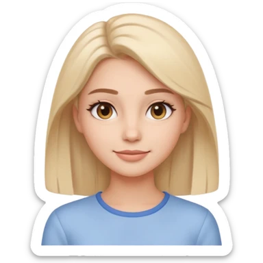 Clean girl influencer emoji-style character, head and shoulders portrait (chest-up crop), minimal makeup, natural glow skin, soft confident smile, sleek hair, neutral pastel outfit sticker