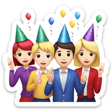 Party celebration with confetti and balloons sticker
