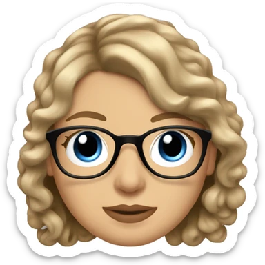 Taylor swift with blu eyes wearing glasses and shoulder length wavy hair  sticker