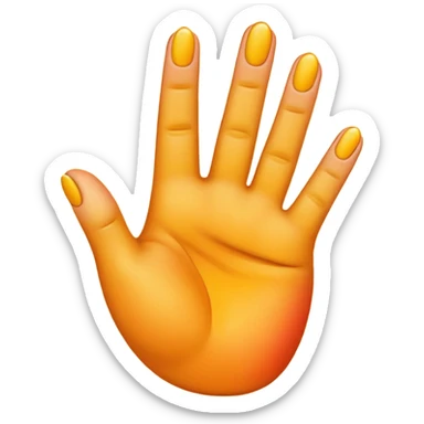 The image shows a modified emoji combination where a yellow hand emoji is positioned over a peach emoji. The hand’s fingers are spread sticker