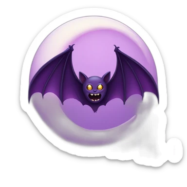 purple dripping vampire bat wings flying  in front of large crescent moon sticker