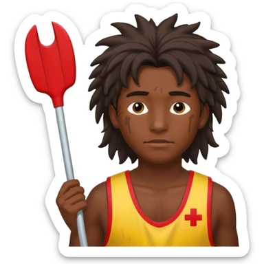 Lifeguard Native American Teenager with messy hair rescuing someone sticker