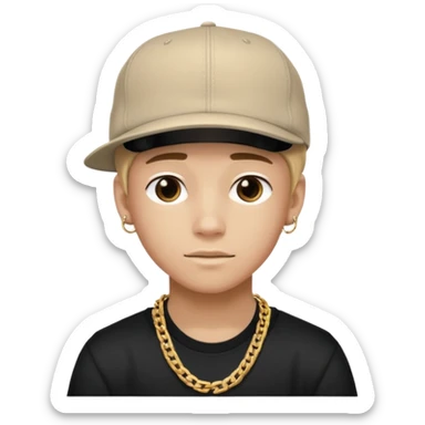 handsome boy with backside cap hip hop only neck  sticker