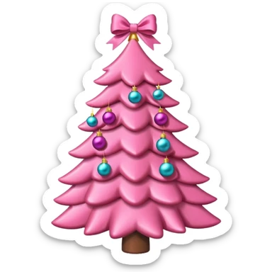 pink christmas tree with pink bow and pink ornaments sticker