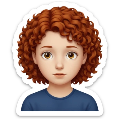 adolescent au visage impassible. Cheveux chatains frisés courts sticker