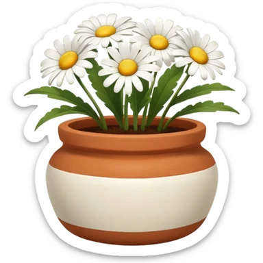 Small pot with blooming daisies sticker