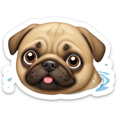 Pug  nadando sticker