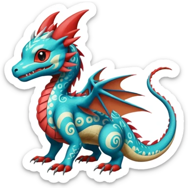  exotic tropical ornate dragonic Asian painted cyber-Sleuth-Loyd-Garmaddon-Litten-Linoone-Noibat-Fakémon-Pokémon-Vernid-creature sticker