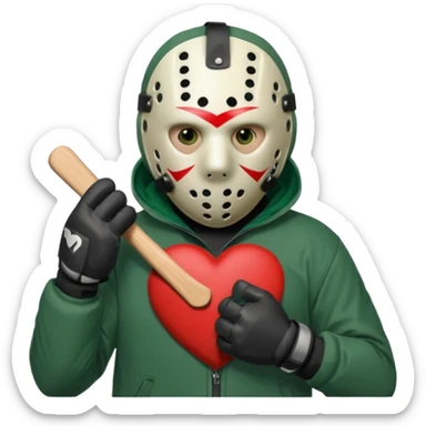 Jason Voorhees, looking cute, making a heart with his hands sticker
