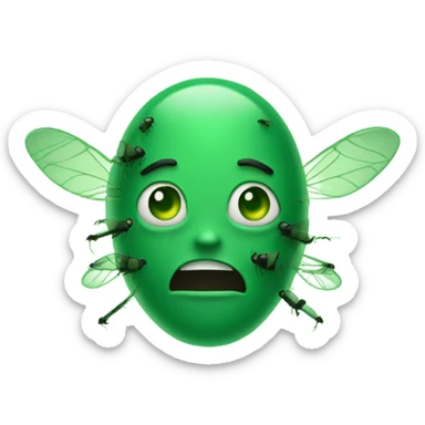 Green haze with flies sticker