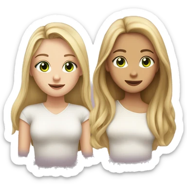 Green eyed girl with long blonde hair and girl with brown shoulderlength hair and brown eyes in love sticker