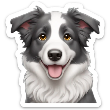dark grey and white border collie puppy sticker
