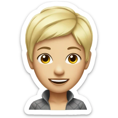Cheeky woman with blonde pixie cut  sticker