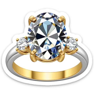 a gold diamond ring, plain band and large oval diamond stone sticker