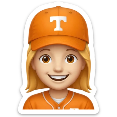 Happy face emoji with orange baseball cap and University of Tennessee logo  sticker