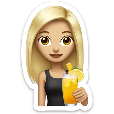 Blonde and straight hair girl sustaining cocktail sticker