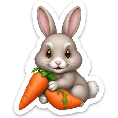 Conejo comiendo zanahoria  sticker