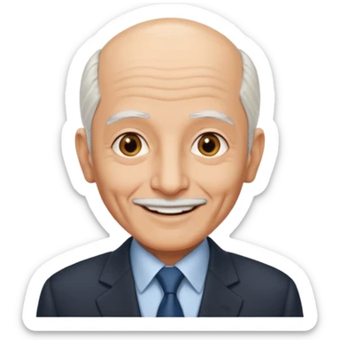 70 yr old man, almost bald, thin white hair, pakistani, business suit
 sticker