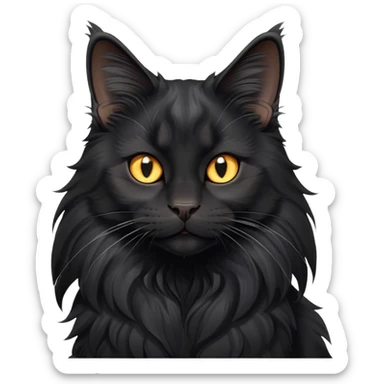 cinematic-cute black-maine-coon-cat-portrait-emoji,-head-tilted-playfully-and-inquisitively,-sleek--black-fur,-simplified-yet-adorable-features,-highly-detailed,-glowing-with-a-warm,-friendly-glow  sticker