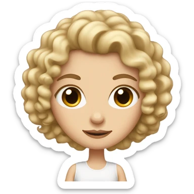 white girl with tight curls sticker