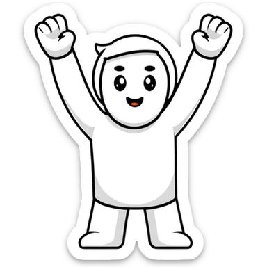 character celebrating victory with arms raised sticker