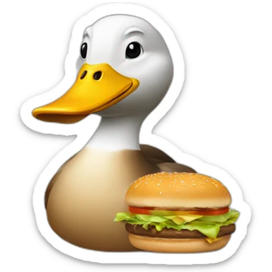 Un canard qui mange un hamburger sticker