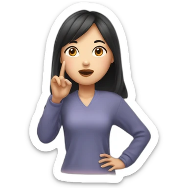 Asian girl blowing a flying kiss sticker