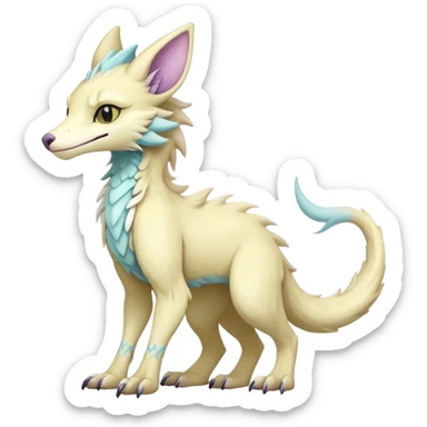 Feral Rare Fantasy cute pastel Vernid-Sergal-animal-creature-hybrid by LiLaiRa, markings, tufted ears, full body sticker