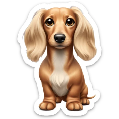 Fullbody Longhair cream shaded piepald dachshund sticker