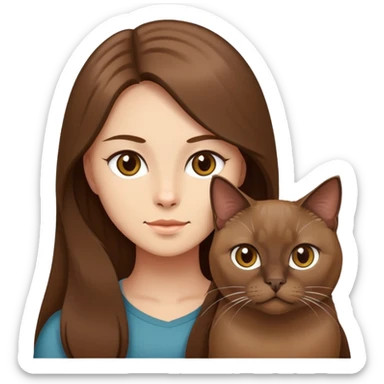 Person with long hair and brown Burmese cat sticker
