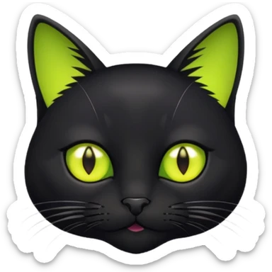 Black cat with chartreuse eyes sticker