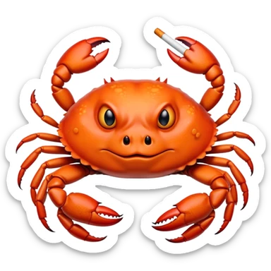 Fat crab holding a cigarette sticker