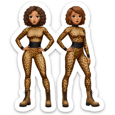 Melanie Brown wearing a tight leopard print two piece bodysuit and combat boots sticker