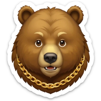 Russian grizzly bear wearing a gold rapper chain sticker